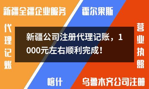 新疆公司注册代理记账,1000元左右顺利完成!