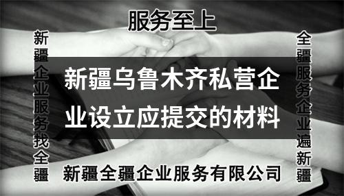 新疆乌鲁木齐私营企业设立应提交的材料
